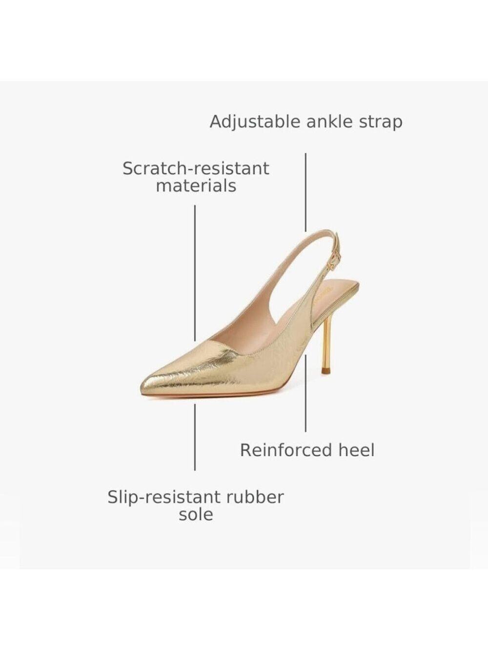 Gold Slingback High Heels - Picture 3 of 17